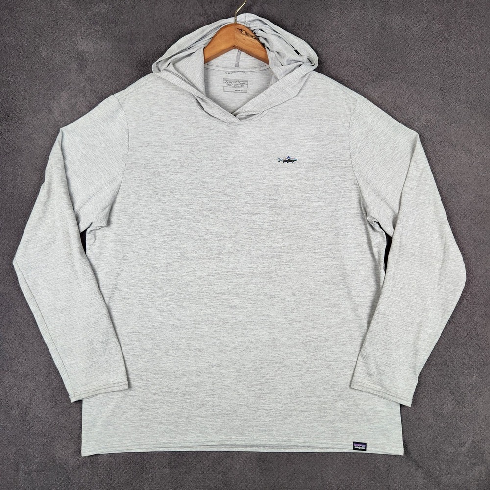 Patagonia Capilene Cool Daily Hoody Mens Large Gray Fitz Roy Trout Graphic - Picture 3 of 8